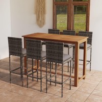 vidaXL 7 Piece Patio Bar Set with Cushions Gray