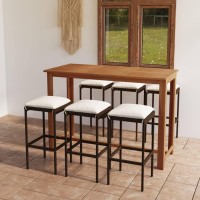 Vidaxl 7 Piece Patio Bar Set With Cushions Brown