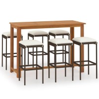 Vidaxl 7 Piece Patio Bar Set With Cushions Brown