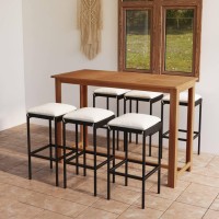 vidaXL 7 Piece Patio Bar Set with Cushions Black