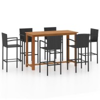 vidaXL 7 Piece Patio Bar Set Black