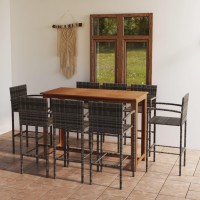 vidaXL 9 Piece Patio Bar Set Gray