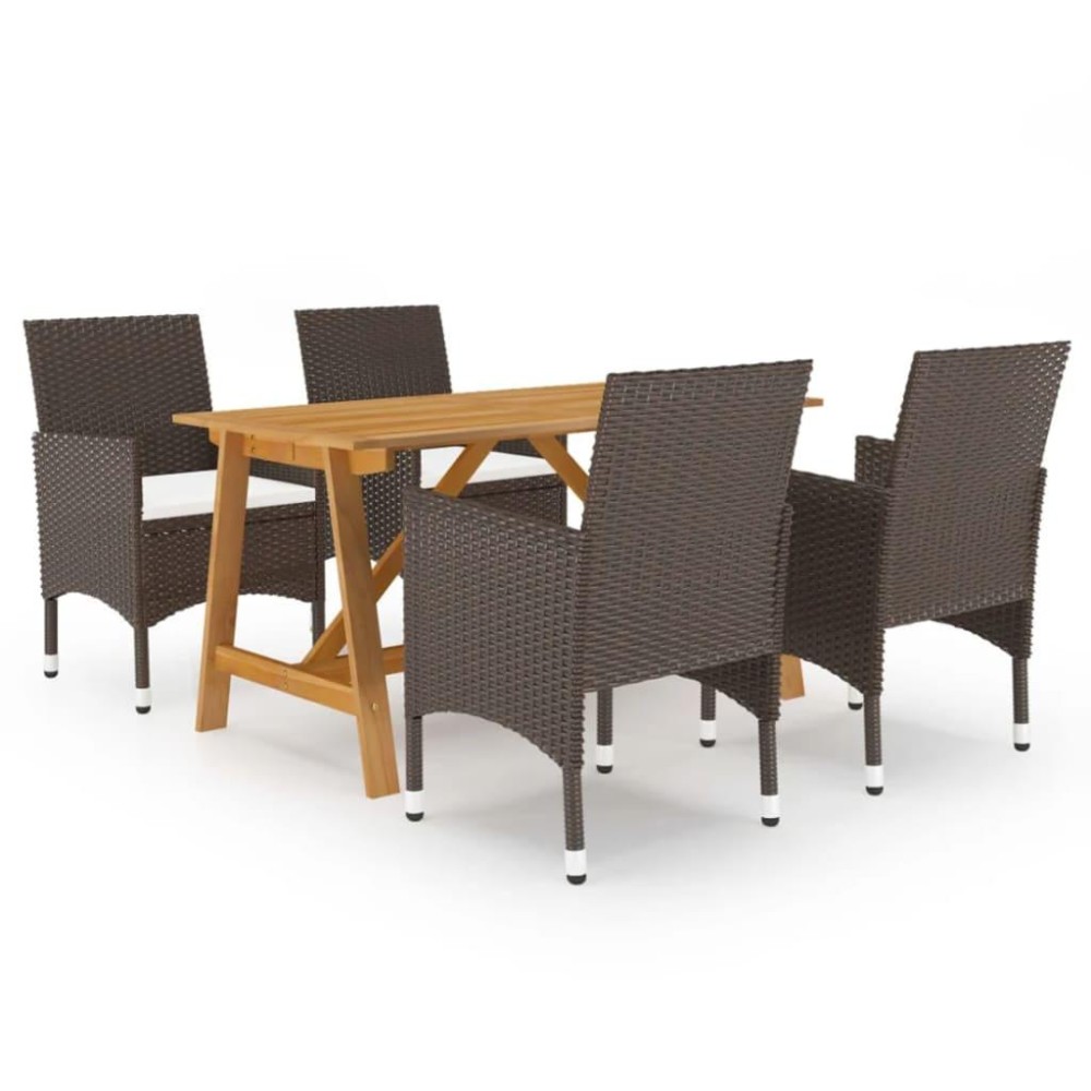 vidaXL 5 Piece Patio Dining Set Brown