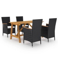 vidaXL 5 Piece Patio Dining Set Black