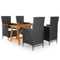 vidaXL 5 Piece Patio Dining Set Black