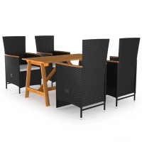 vidaXL 5 Piece Patio Dining Set Black