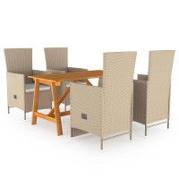 vidaXL 5 Piece Patio Dining Set Beige