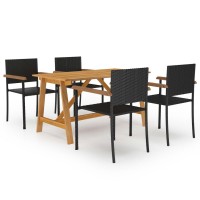 Vidaxl 5 Piece Patio Dining Set Black