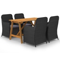 vidaXL 5 Piece Patio Dining Set Black