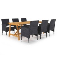 vidaXL 7 Piece Patio Dining Set Black