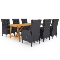 vidaXL 7 Piece Patio Dining Set Black