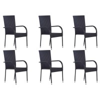 vidaXL 7 Piece Patio Dining Set Black