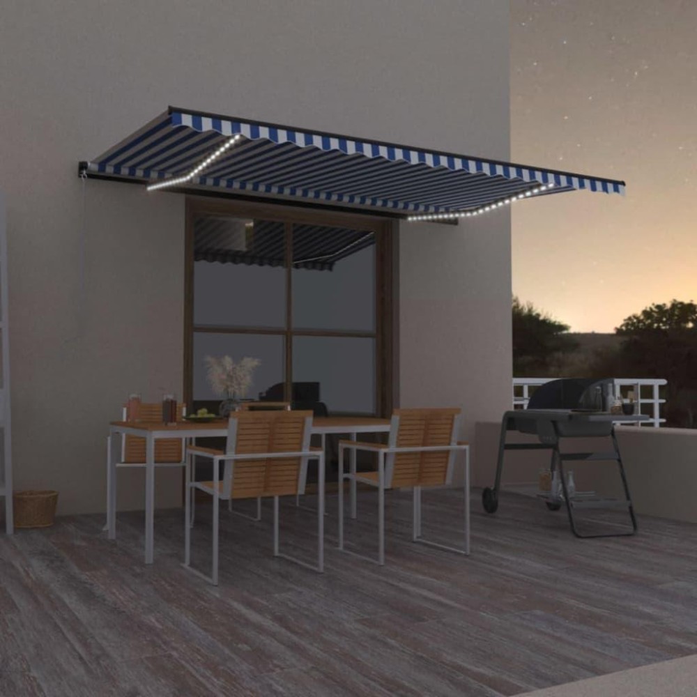 vidaXL Manual Retractable Awning with LED 196.9