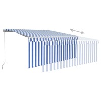 vidaXL Manual Retractable Awning with Blind 9.8'x8.2' Blue&White