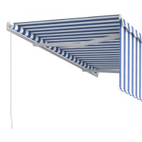 vidaXL Manual Retractable Awning with Blind 9.8'x8.2' Blue&White