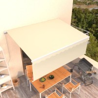 vidaXL Manual Retractable Awning with Blind 13.1'x9.8' Cream