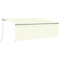 vidaXL Manual Retractable Awning with Blind&LED 13.1'x9.8' Cream