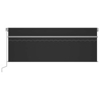 vidaXL Manual Retractable Awning with Blind&LED 13.1'x9.8' Anthracite