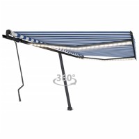 vidaXL Manual Retractable Awning with LED 157.5