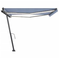 vidaXL Manual Retractable Awning with LED 157.5