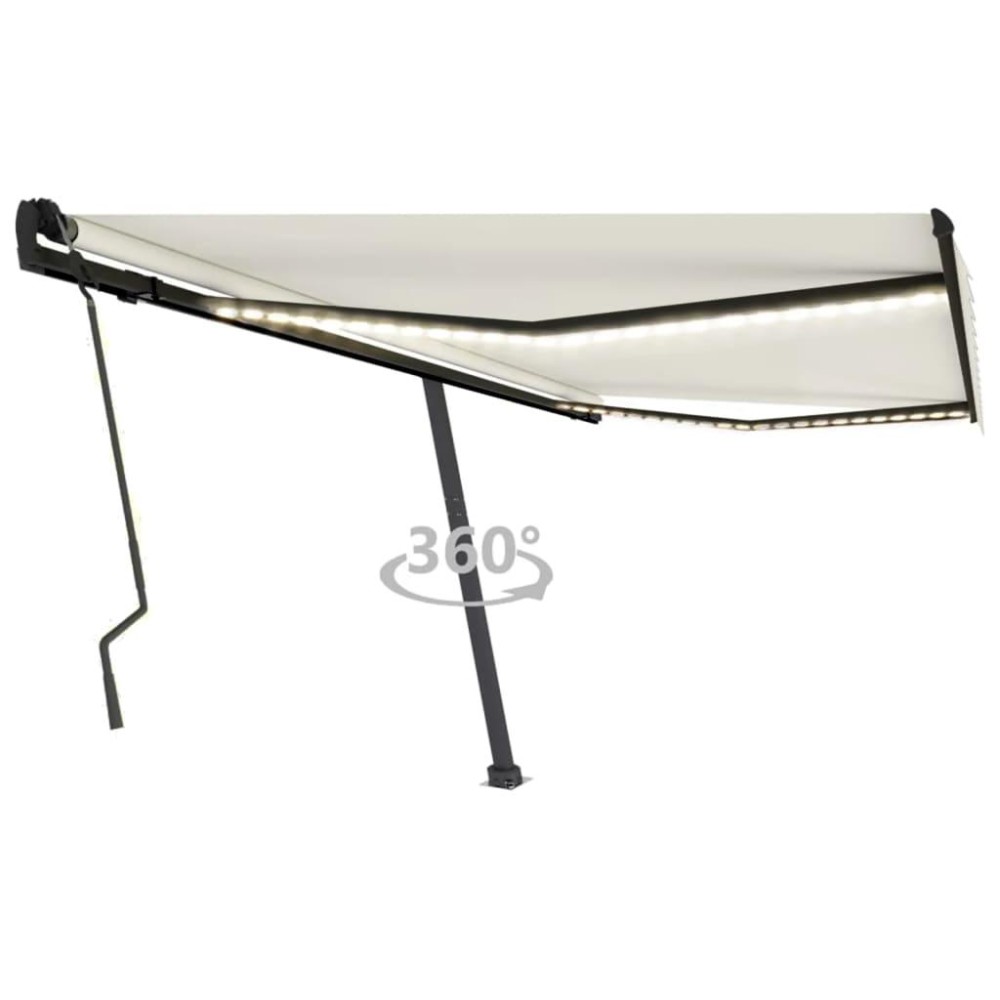 vidaXL Manual Retractable Awning with LED 157.5