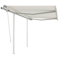 vidaXL Manual Retractable Awning with Posts 9.8'x8.2' Cream