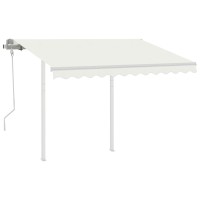 vidaXL Manual Retractable Awning with Posts 9.8'x8.2' Cream