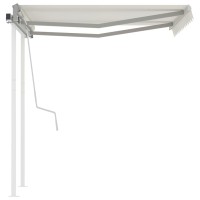 vidaXL Manual Retractable Awning with Posts 9.8'x8.2' Cream