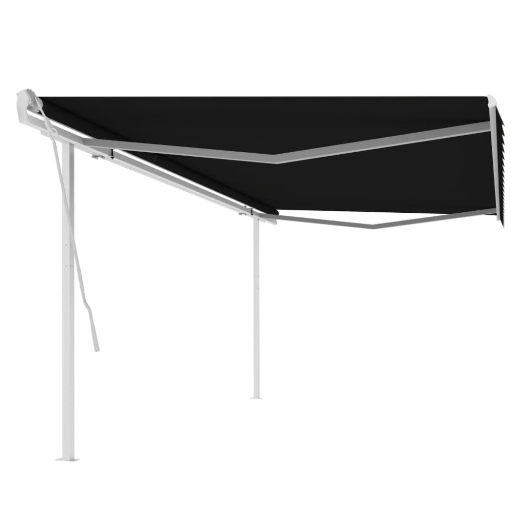 vidaXL Manual Retractable Awning with Posts 16.4'x9.8' Anthracite