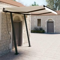 vidaXL Manual Retractable Awning with Posts 9.8'x8.2' Cream