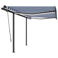 vidaXL Manual Retractable Awning with LED 9.8'x8.2' Blue and White