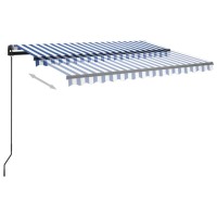 vidaXL Manual Retractable Awning with LED 9.8'x8.2' Blue and White