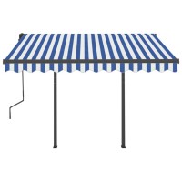 vidaXL Manual Retractable Awning with LED 9.8'x8.2' Blue and White