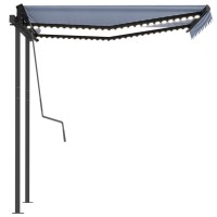 vidaXL Manual Retractable Awning with LED 9.8'x8.2' Blue and White