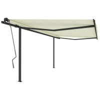 vidaXL Manual Retractable Awning with Posts 13.1'x9.8' Cream