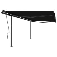 vidaXL Manual Retractable Awning with Posts 13.1'x9.8' Anthracite