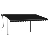 vidaXL Manual Retractable Awning with Posts 13.1'x9.8' Anthracite