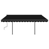 vidaXL Manual Retractable Awning with Posts 13.1'x9.8' Anthracite