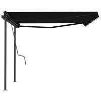 vidaXL Manual Retractable Awning with Posts 13.1'x9.8' Anthracite