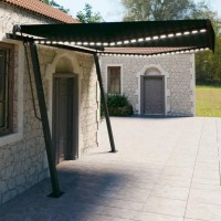 vidaXL Manual Retractable Awning with LED 13.1'x9.8' Anthracite