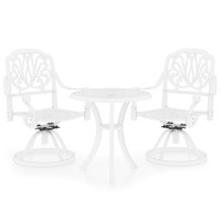 vidaXL 3 Piece Bistro Set Cast Aluminum White