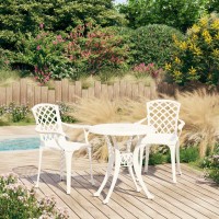 Vidaxl 3 Piece Bistro Set Cast Aluminum White