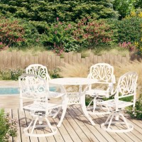 vidaXL 5 Piece Bistro Set Cast Aluminum White