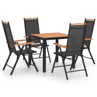 vidaXL 5 Piece Patio Dining Set Aluminum Black