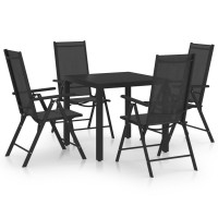 vidaXL 5 Piece Patio Dining Set Aluminum Black