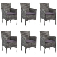 vidaXL 7 Piece Patio Dining Set Poly Rattan Gray