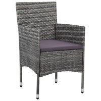 vidaXL 7 Piece Patio Dining Set Poly Rattan Gray