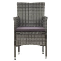 vidaXL 7 Piece Patio Dining Set Poly Rattan Gray