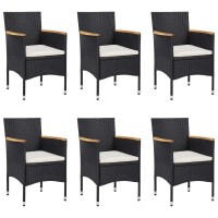 vidaXL 7 Piece Patio Dining Set Poly Rattan Black