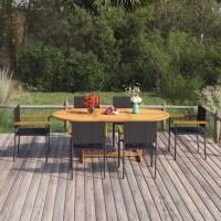 vidaXL 7 Piece Patio Dining Set Poly Rattan Black